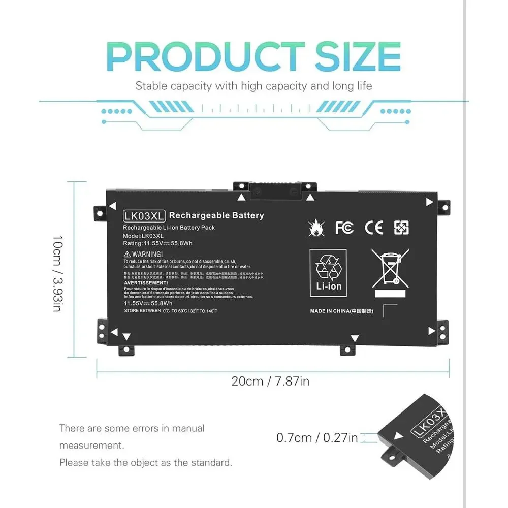 Genuine LK03XL Battery For HP ENVY X360 15-BP 15M-BQ 17M-CE 17-BW L09281-855